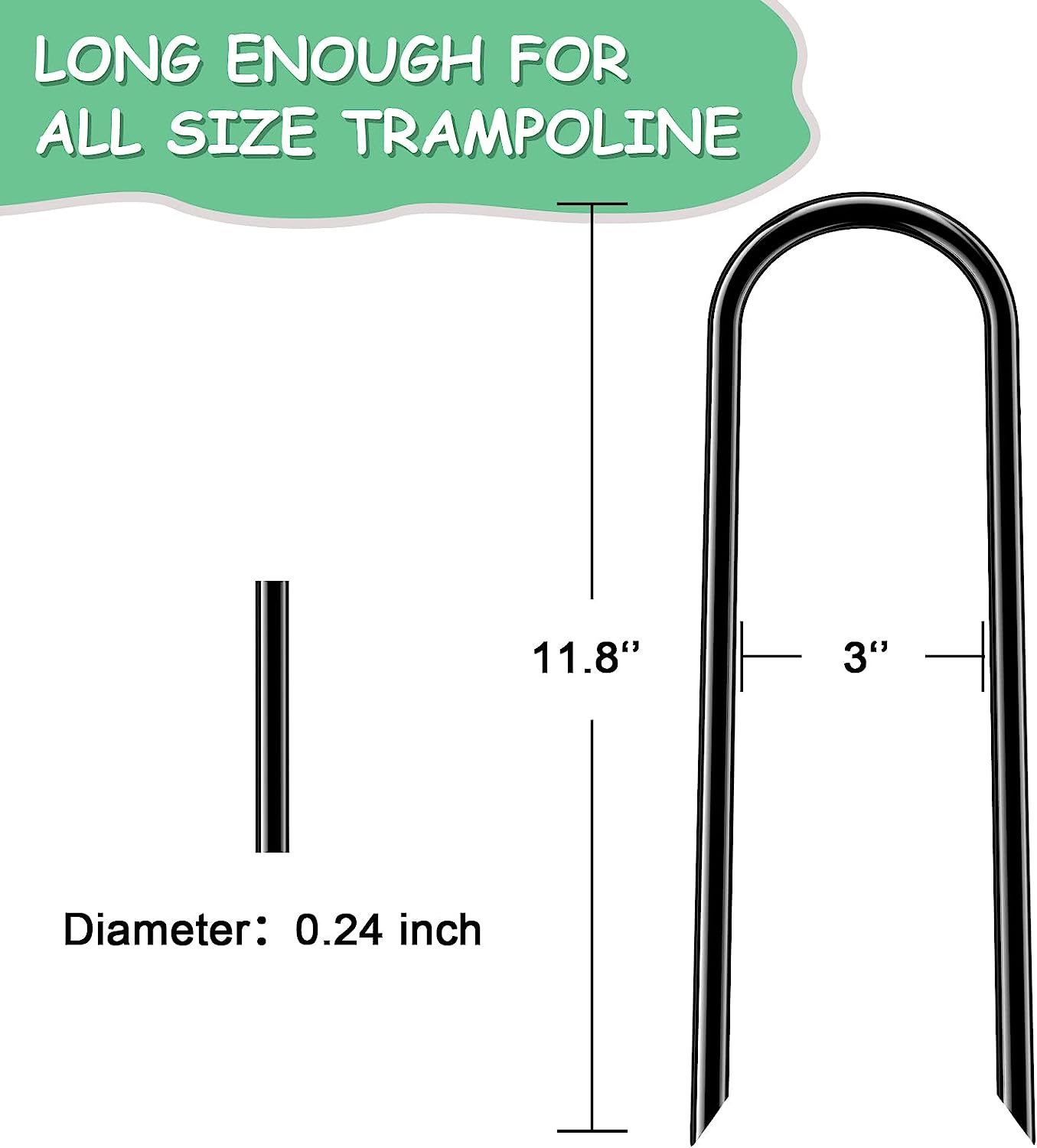 UROVIBOSCR Trampoline Stakes Trampoline Anchors High Wind Heavy Duty Trampoline Accessories Galvanized Steel Set of 8 for Trampolines