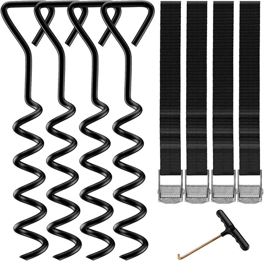 Heavy Duty Trampoline Stakes Anchors High Wind,Galvanized Steel Trampoline Anchors Kit for 15ft,14ft,12ft,10ftTrampoline,15.8inch Ground Anchors Trampoline Accessories