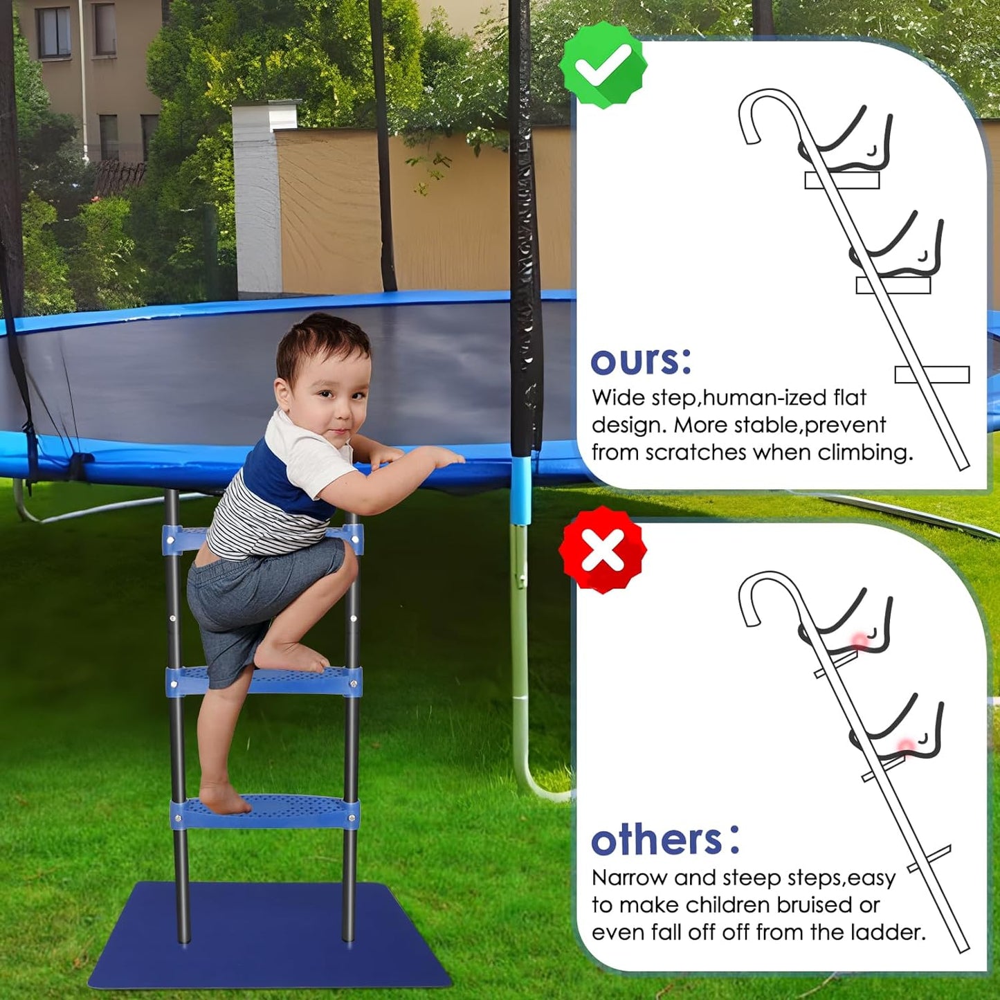 Trampoline Ladder 40'' Long, 2-Step Trampoline Ladder, Trampoline Accessories for Kids and Adults