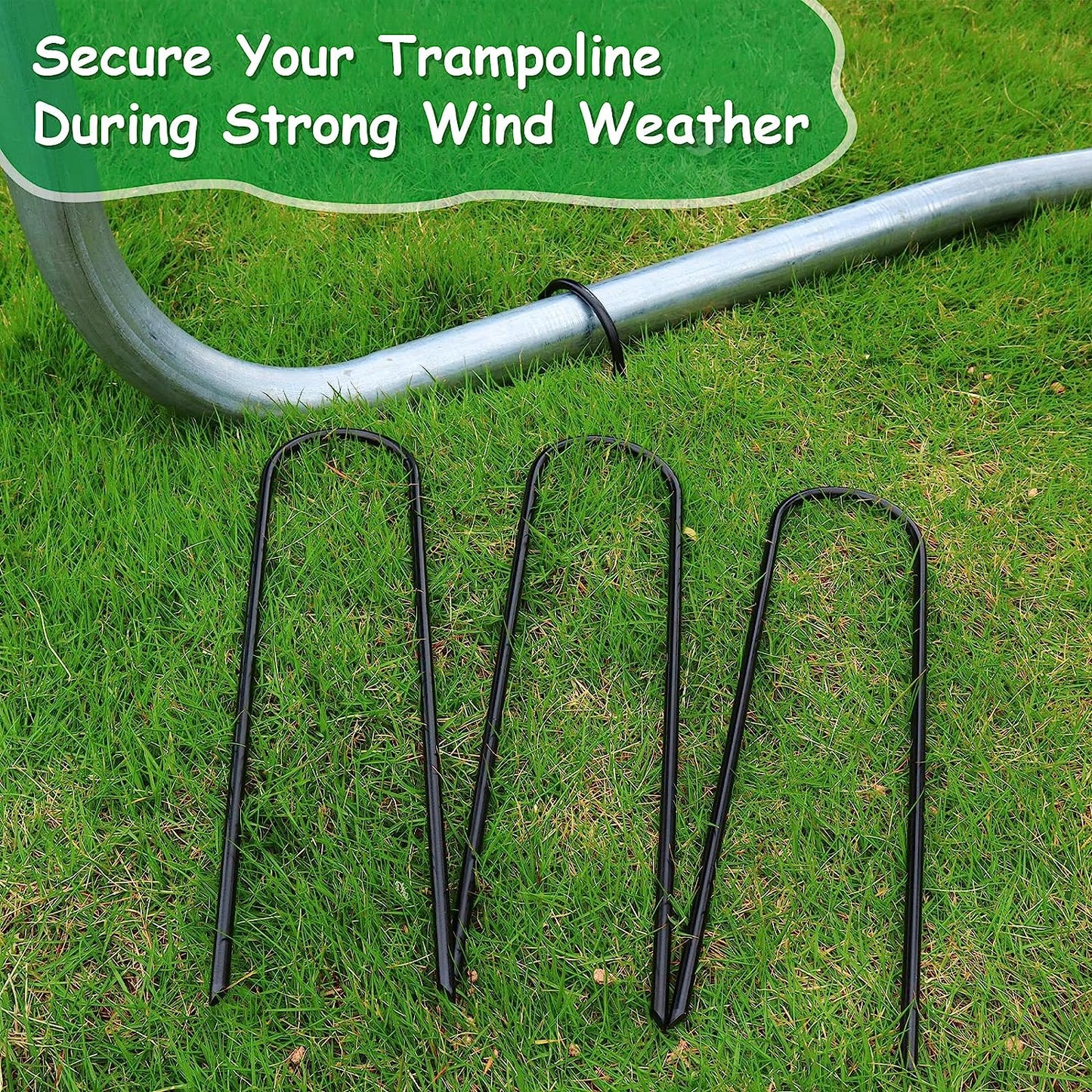 UROVIBOSCR Trampoline Stakes Trampoline Anchors High Wind Heavy Duty Trampoline Accessories Galvanized Steel Set of 8 for Trampolines