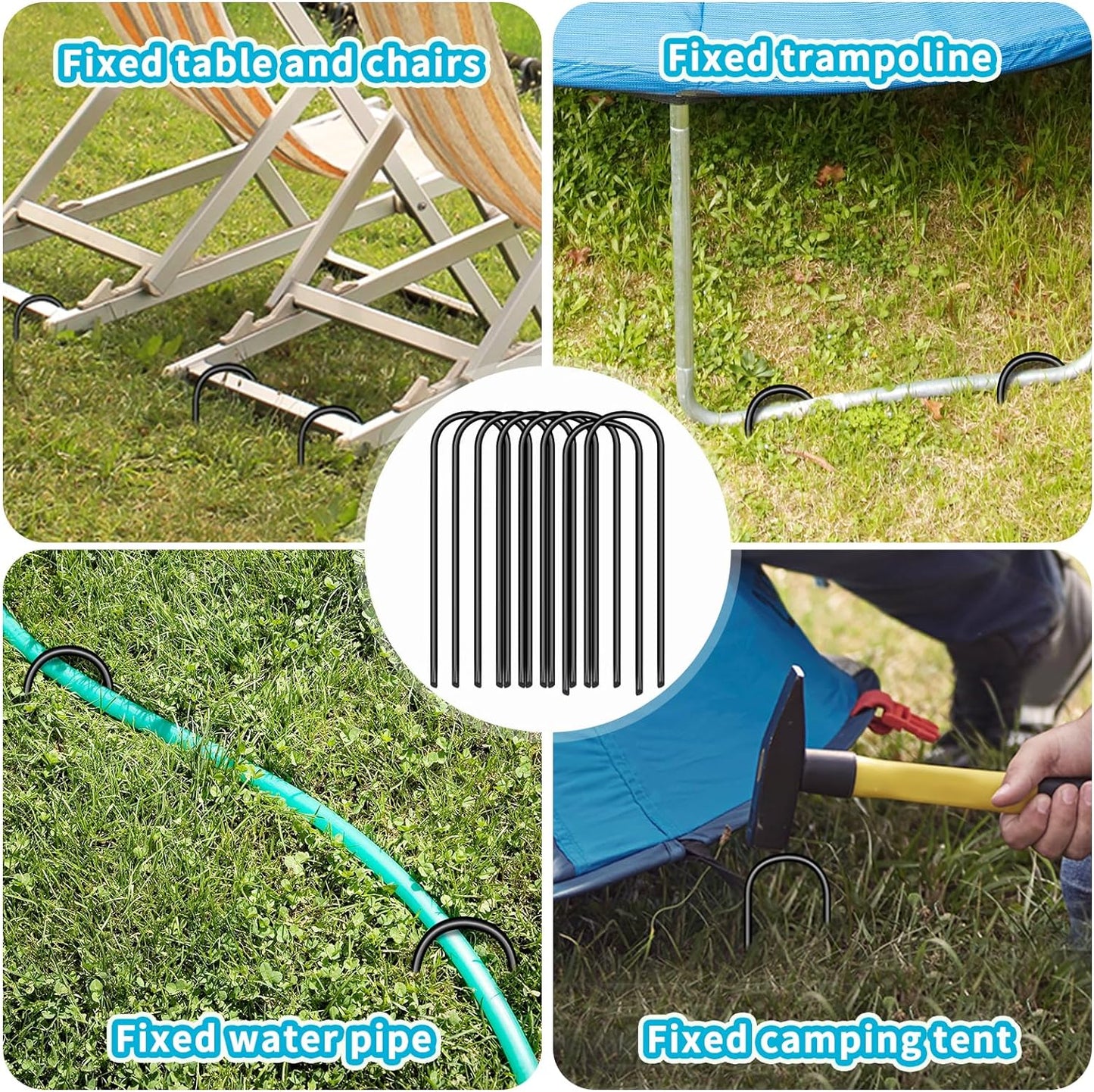 Trampoline Stakes Trampoline Anchors High Wind Heavy Duty Trampoline Accessories Galvanized Steel Set of 8 for Trampolines