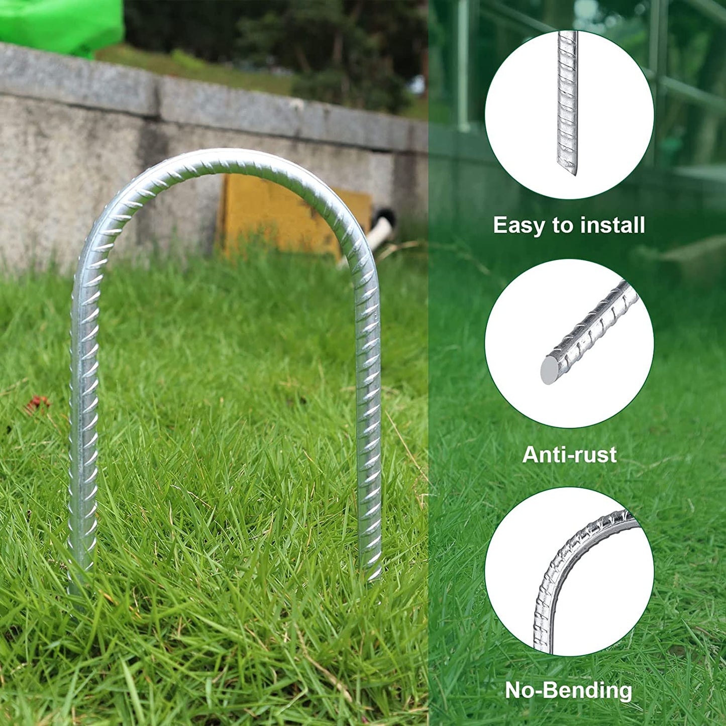 Trampoline Stakes Trampoline Anchors High Wind Heavy Duty Trampoline accessories Galvanized Steel Set of 8 for Trampolines, Swing Sets, Canopies, Camping Tarps, Trapping, Sheds, Dog Tie Out