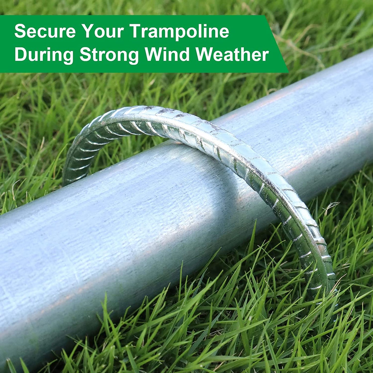 Trampoline Stakes Trampoline Anchors High Wind Heavy Duty Trampoline accessories Galvanized Steel Set of 8 for Trampolines, Swing Sets, Canopies, Camping Tarps, Trapping, Sheds, Dog Tie Out